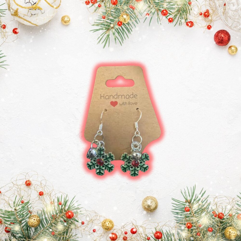 Handmade Snowflake Earrings with Bells